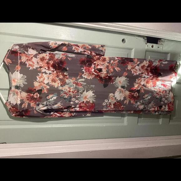 Day trip Brown Duster Length with florals Kimono Size Small - Picture 7 of 9
